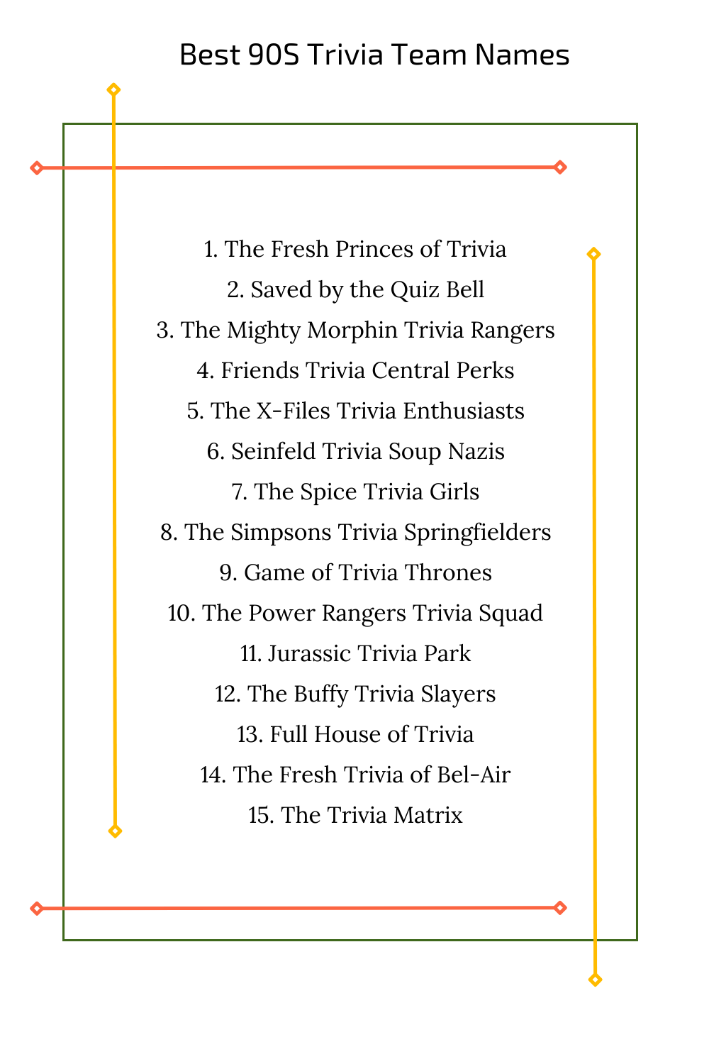 Best 90S Trivia Team Names