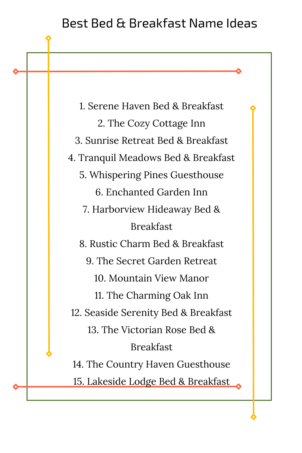 Best Bed Breakfast Name Ideas