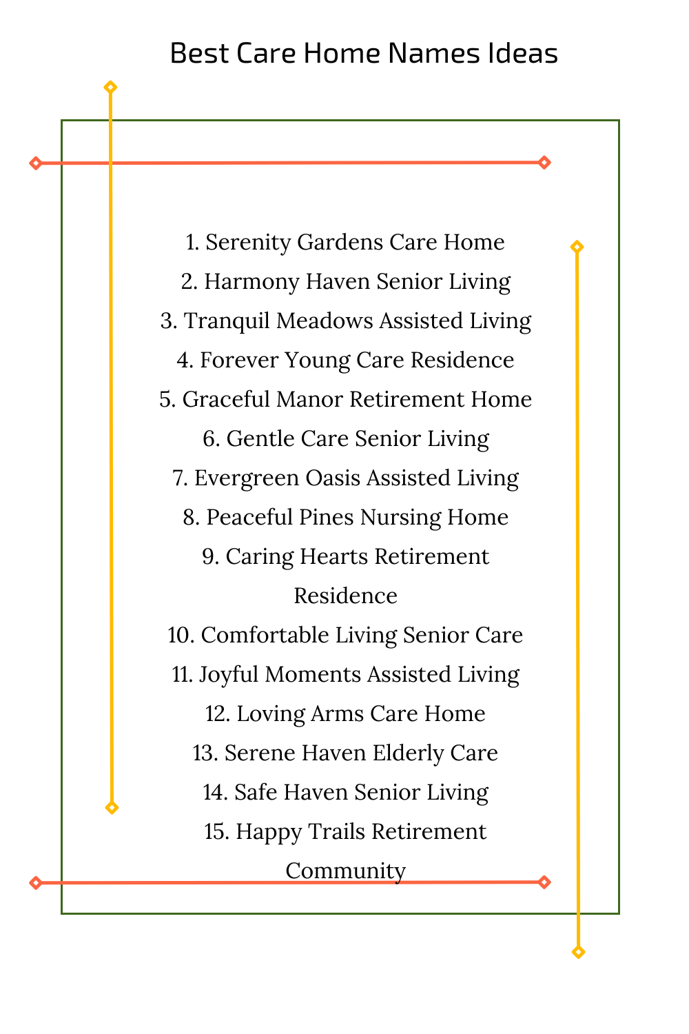 Best Care Home Names Ideas