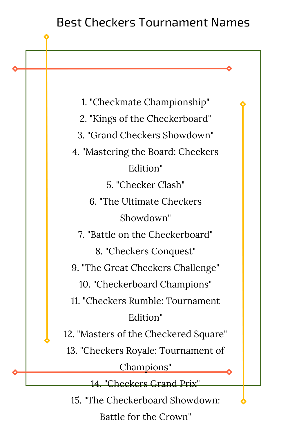 Best Checkers Tournament Names