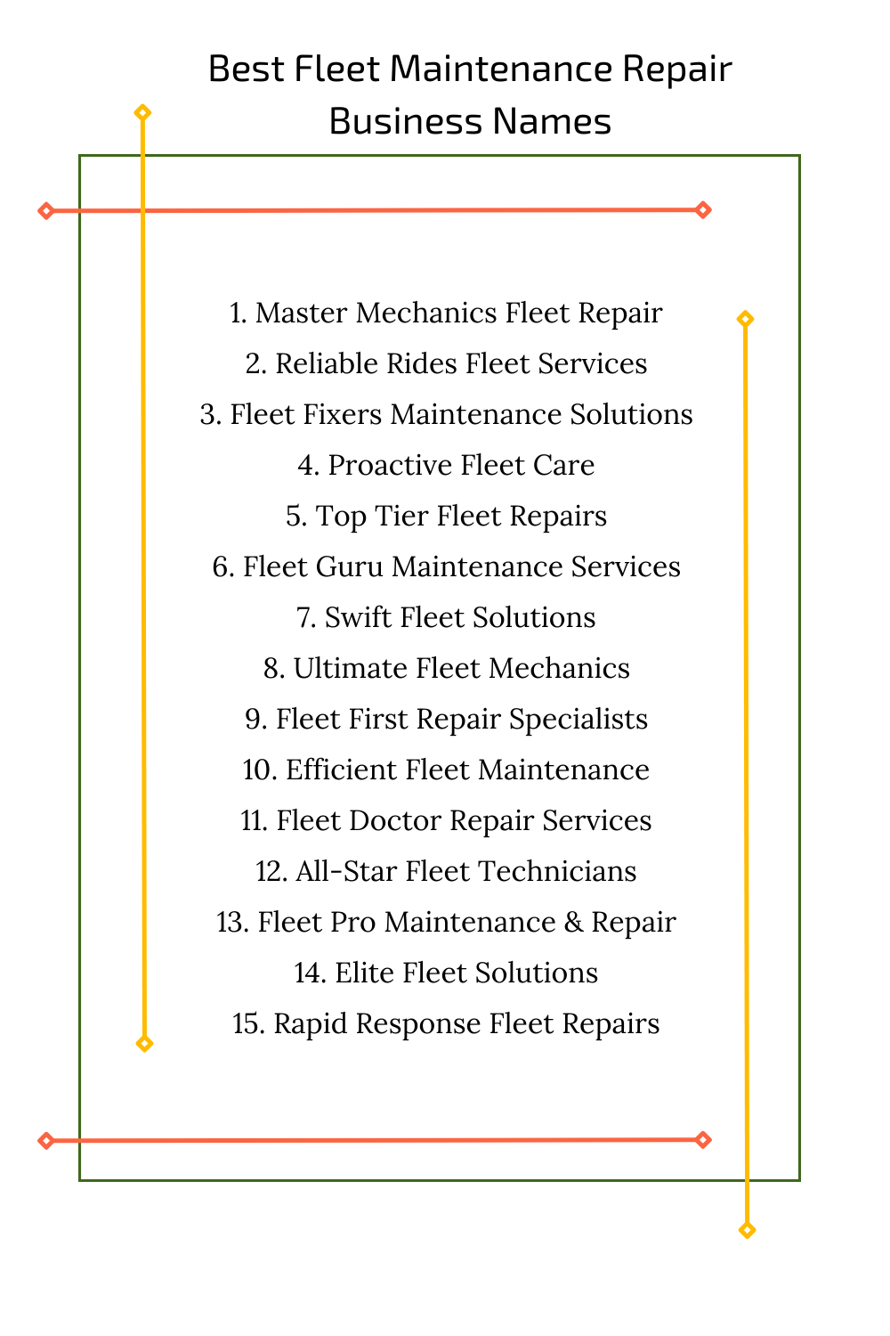 Best Fleet Maintenance Repair Business Names