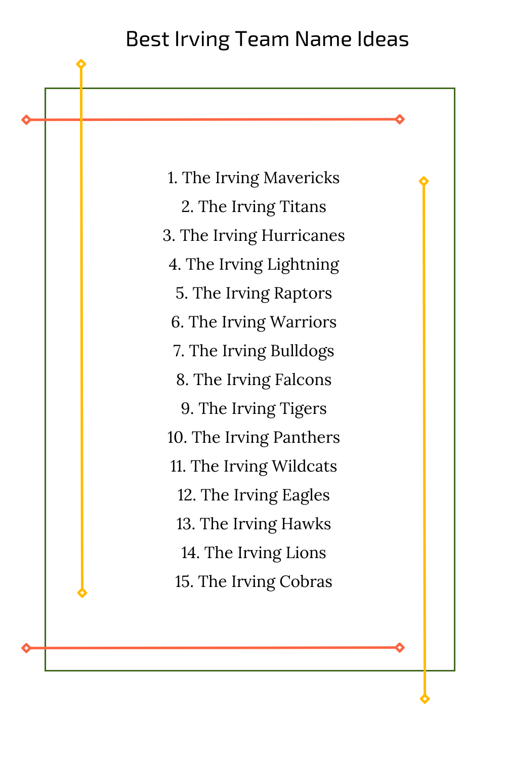 Best Irving Team Name Ideas