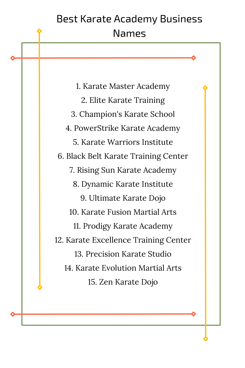 Best Karate Academy Business Names