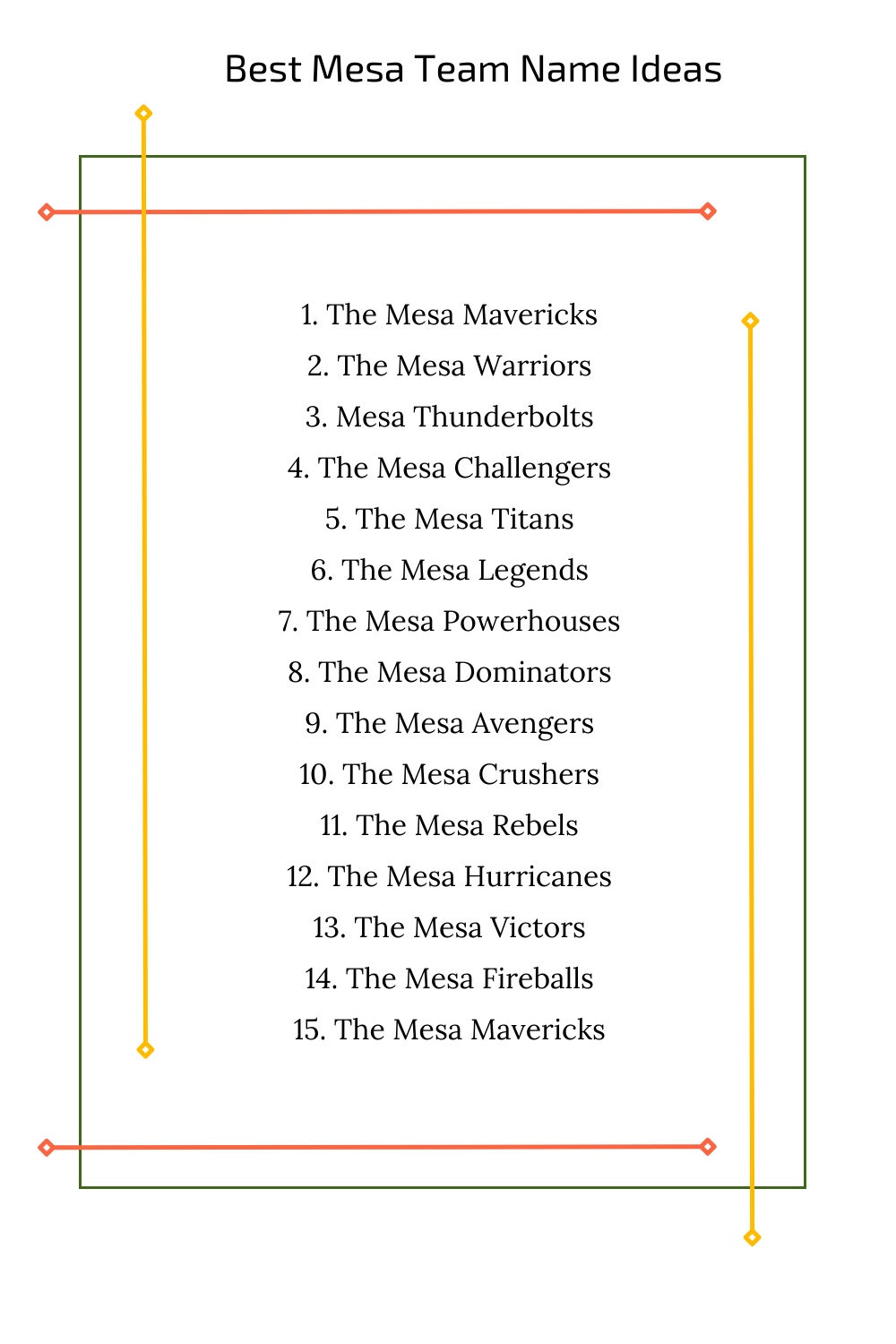 Best Mesa Team Name Ideas