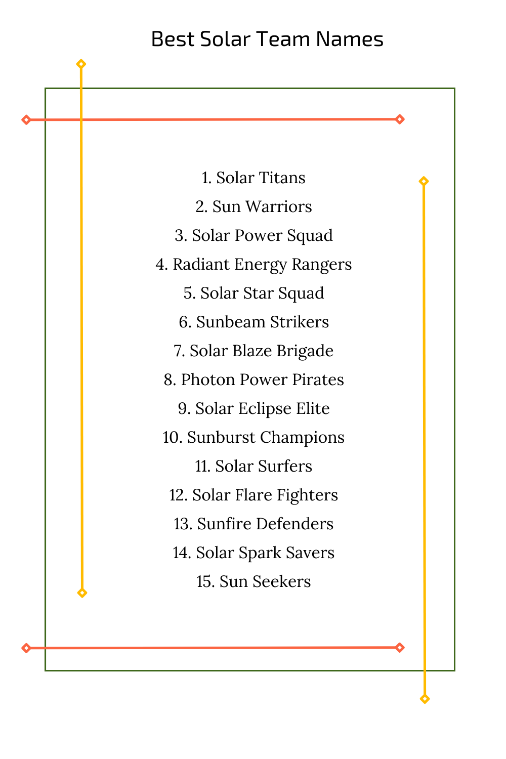 Best Solar Team Names