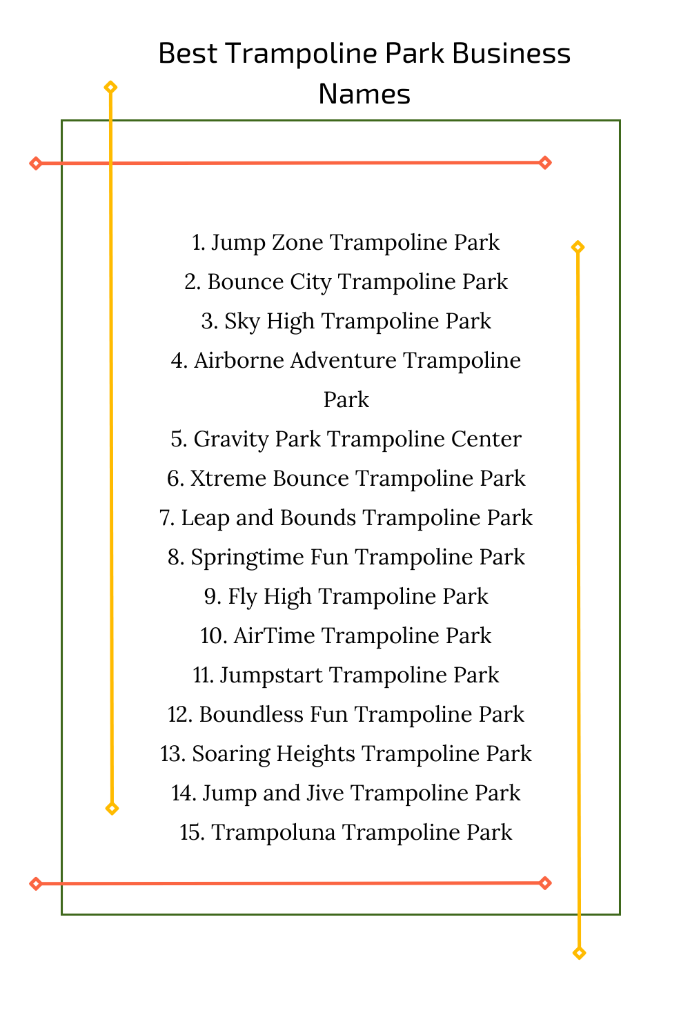 Best Trampoline Park Business Names
