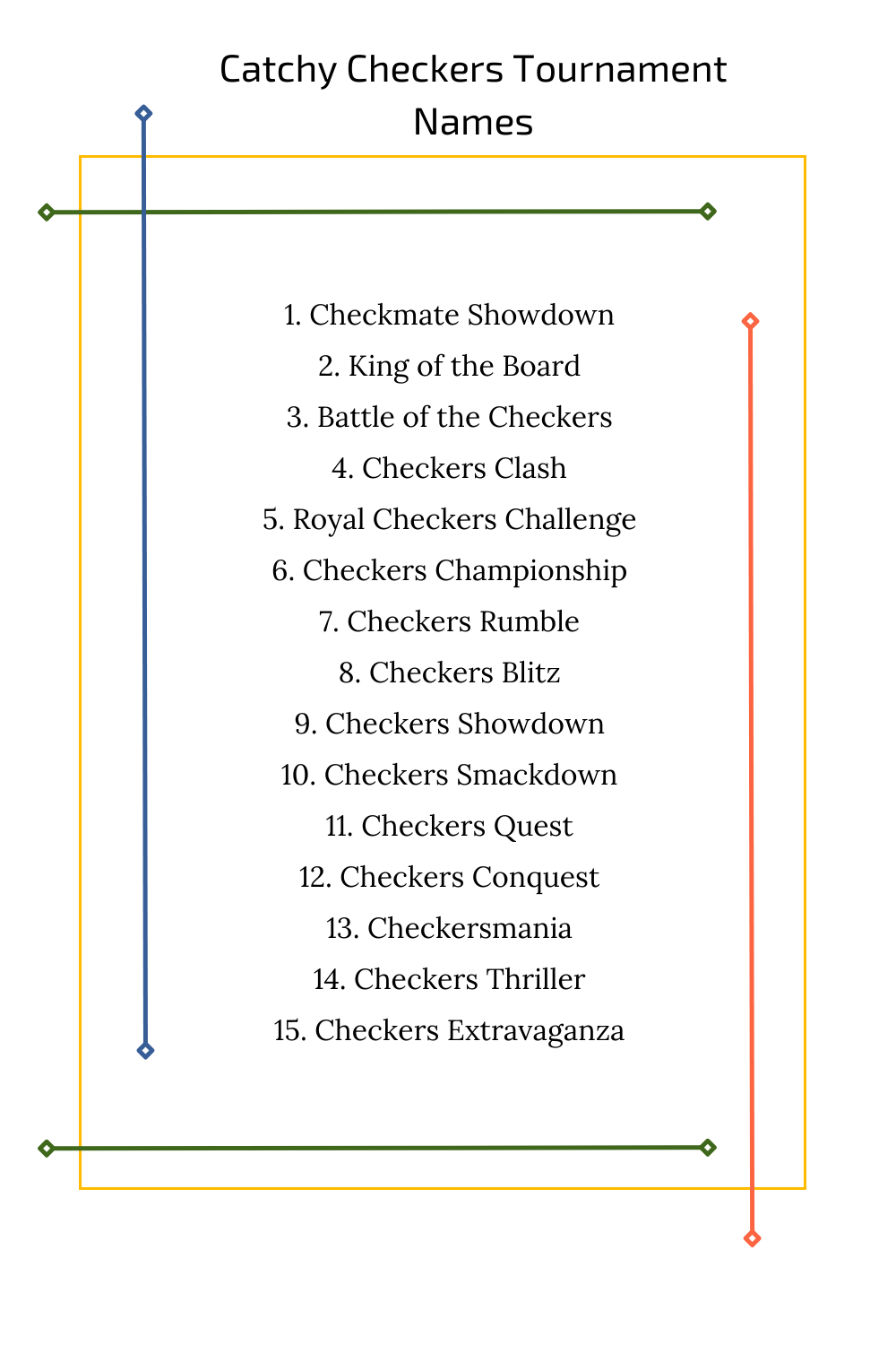 Catchy Checkers Tournament Names