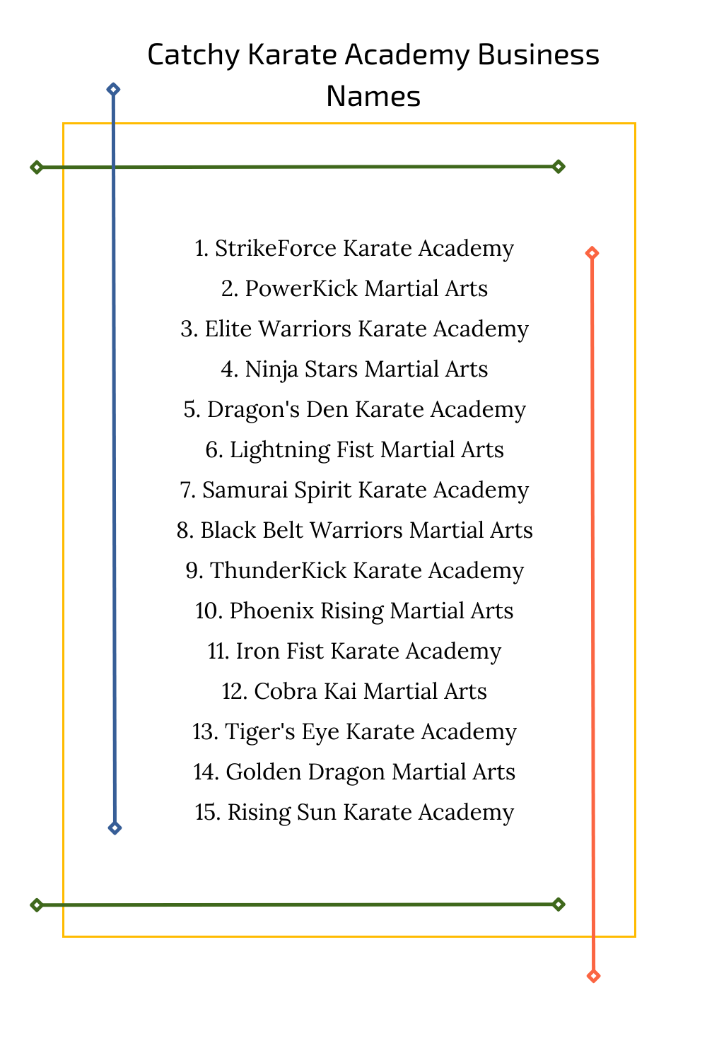 Catchy Karate Academy Business Names