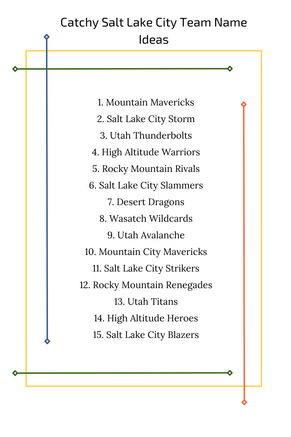 Catchy Salt Lake City Team Name Ideas