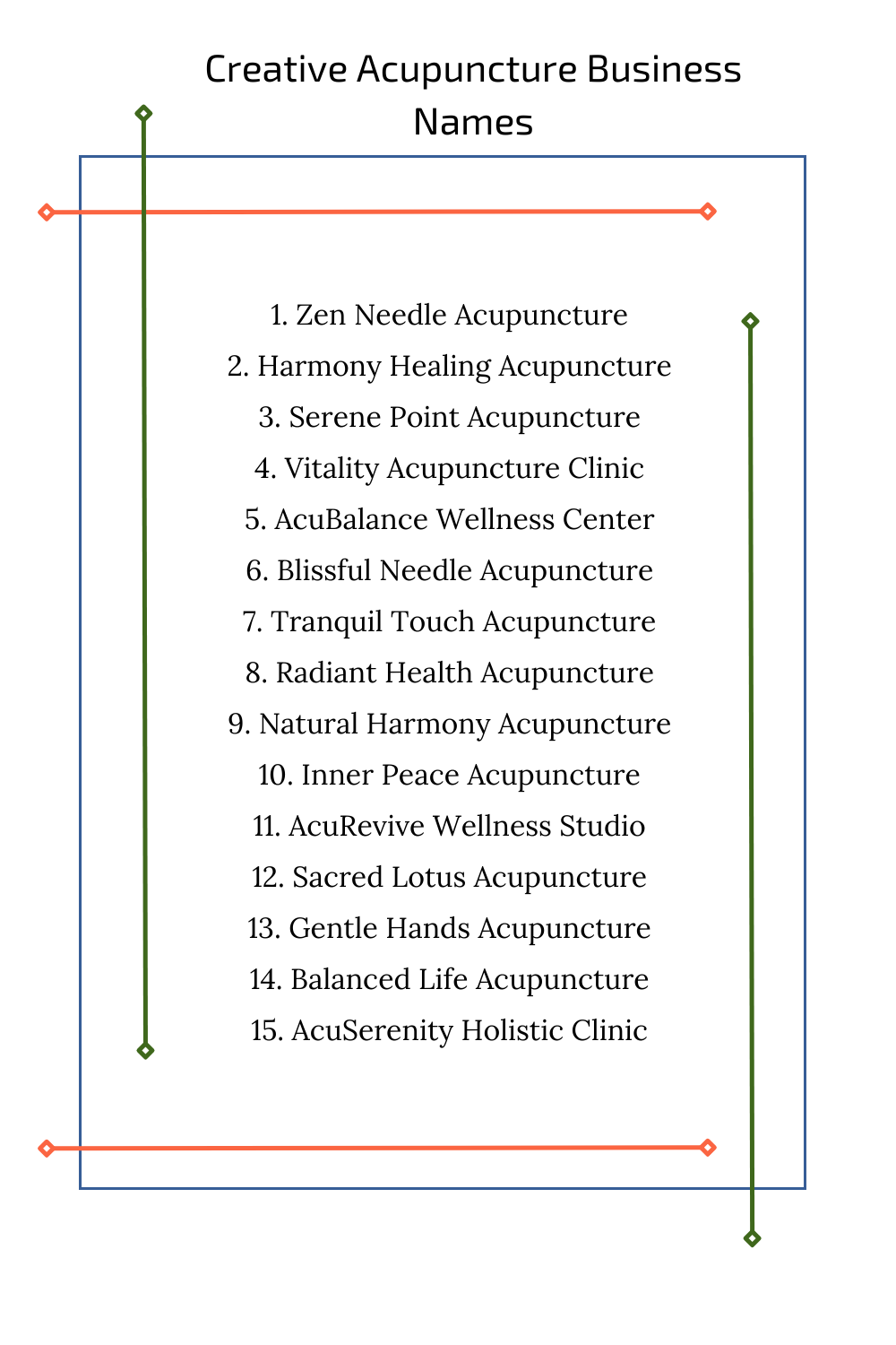Creative Acupuncture Business Names