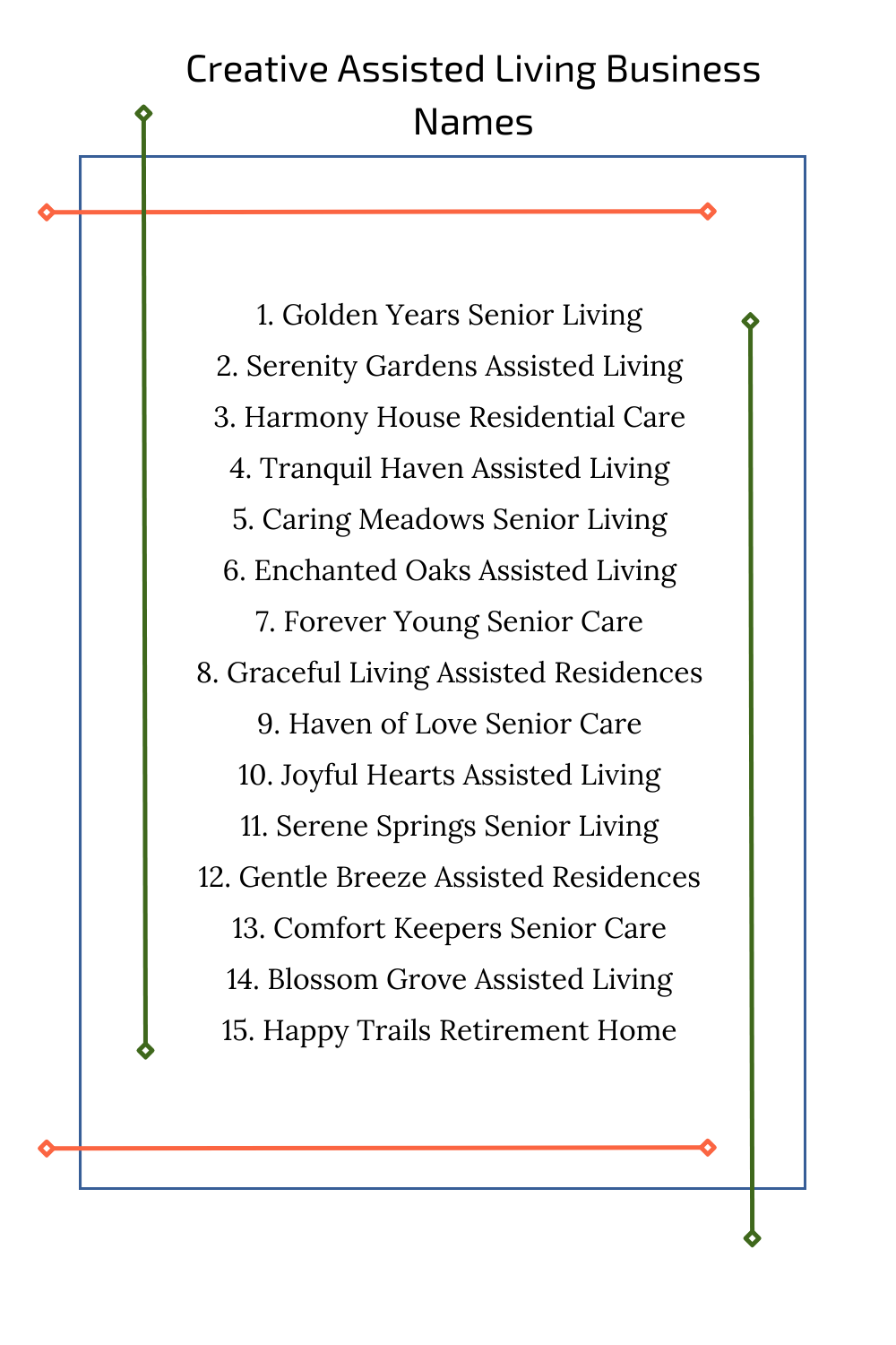 Creative Assisted Living Business Names