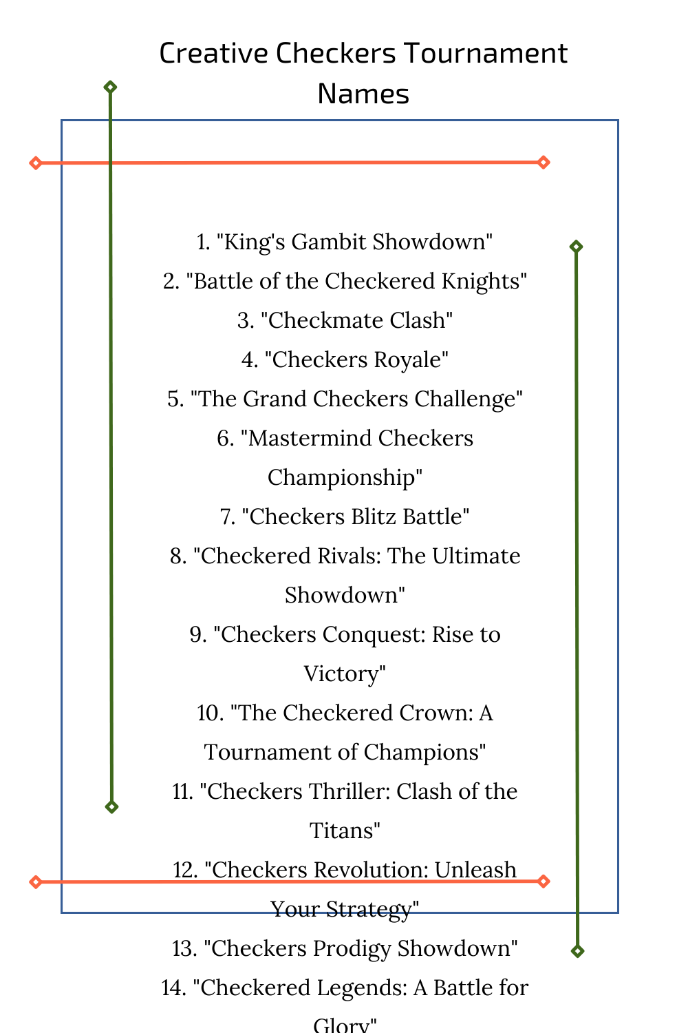 Creative Checkers Tournament Names