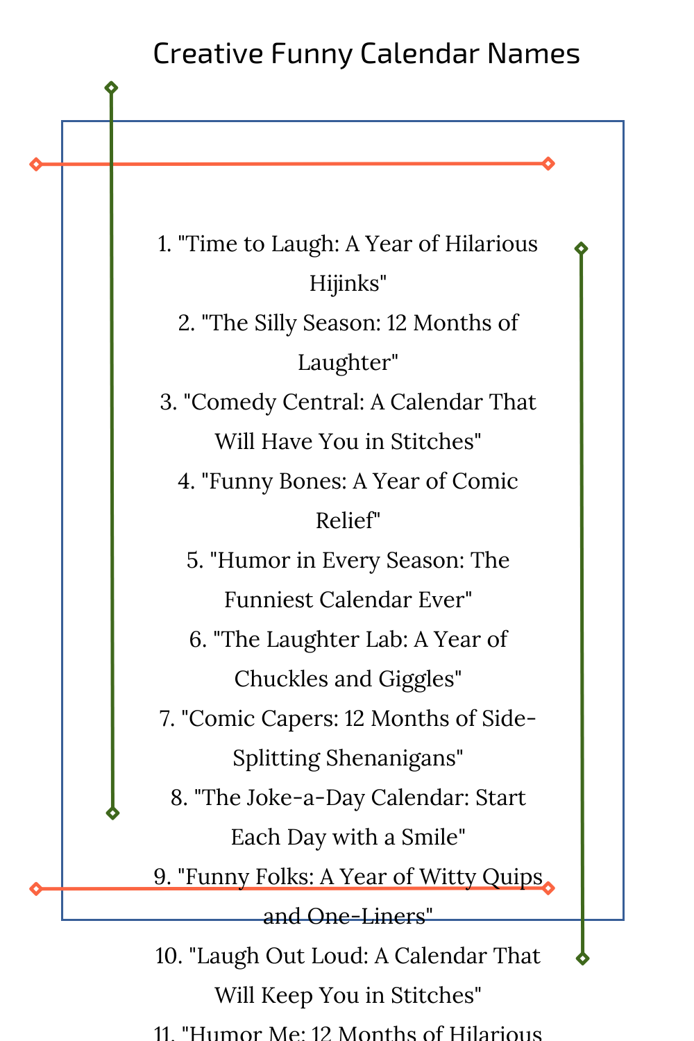 Creative Funny Calendar Names