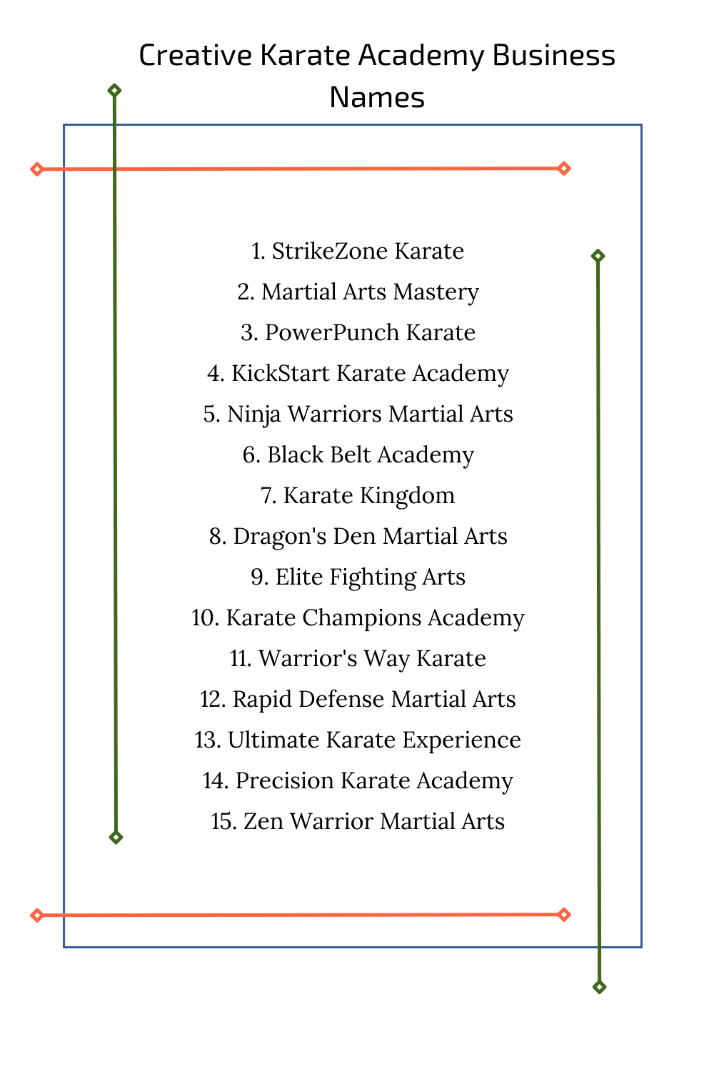 Creative Karate Academy Business Names