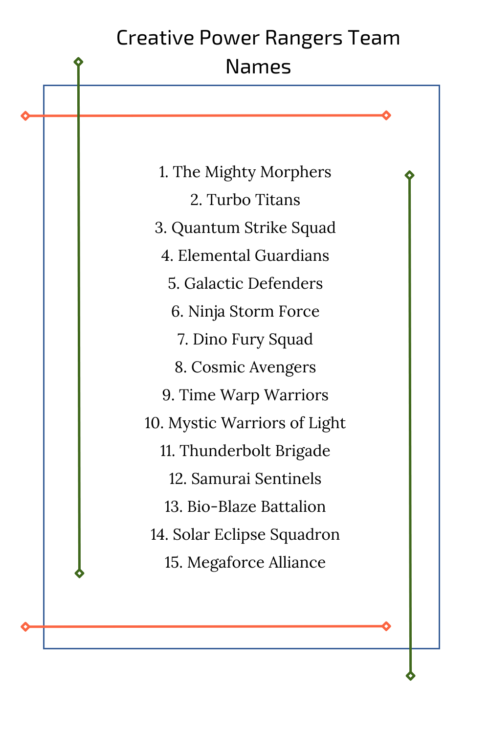 Creative Power Rangers Team Names