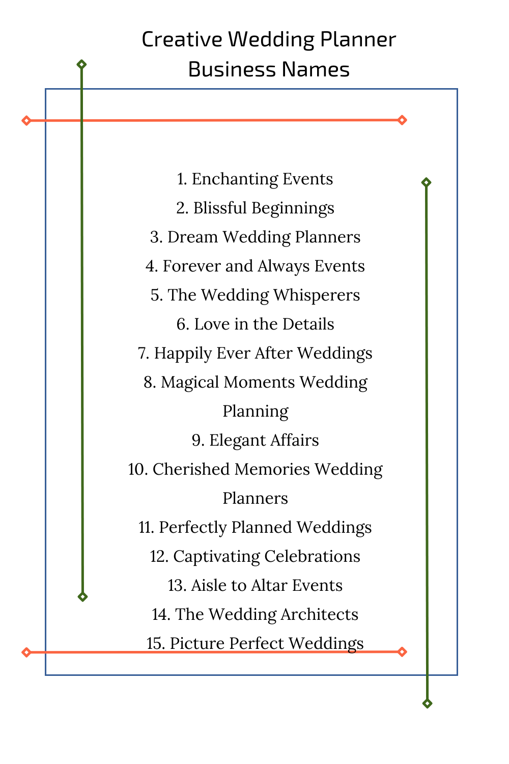 Creative Wedding Planner Business Names