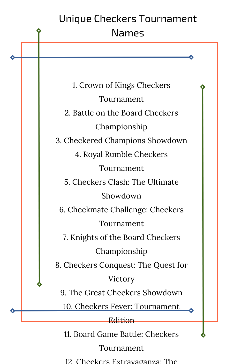 Unique Checkers Tournament Names