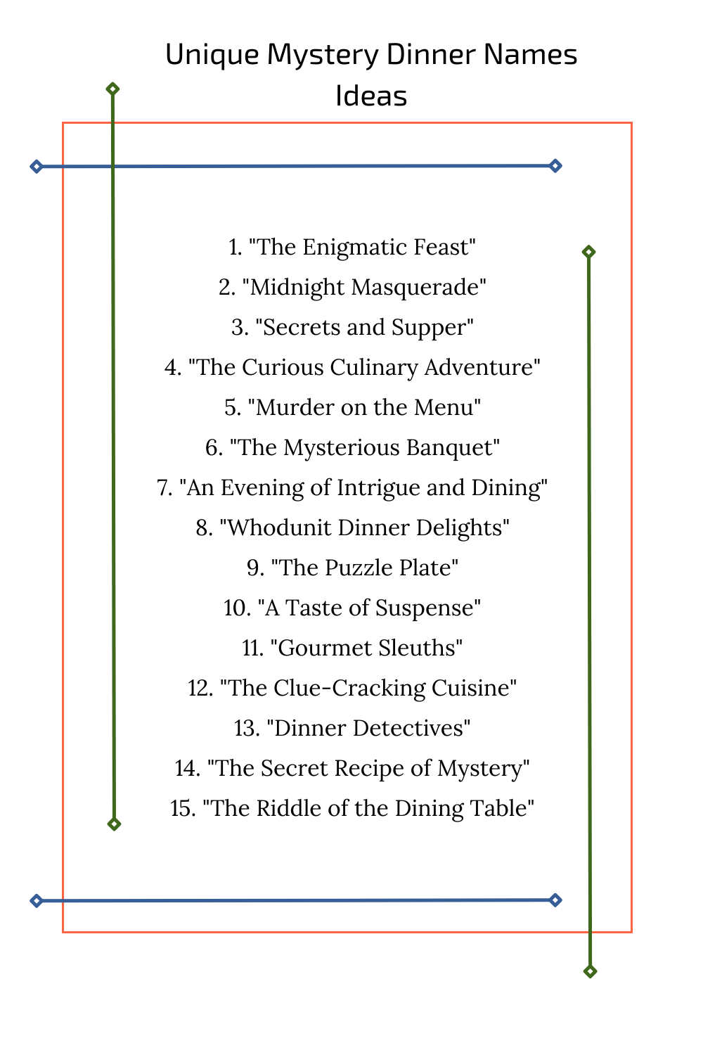 Unique Mystery Dinner Names Ideas