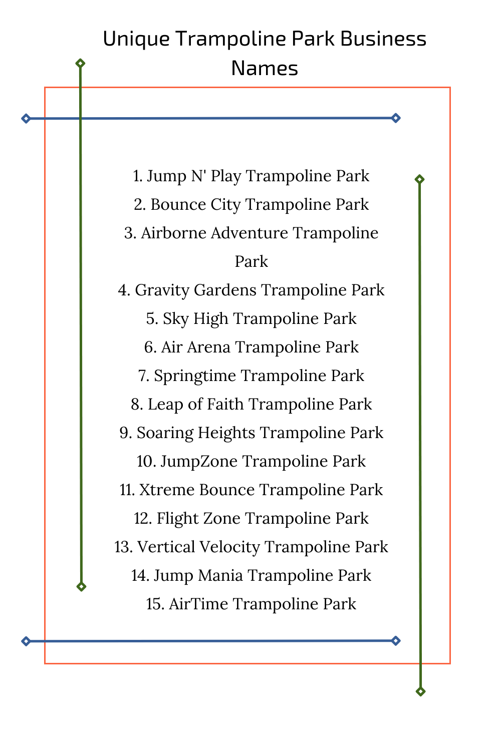 Unique Trampoline Park Business Names