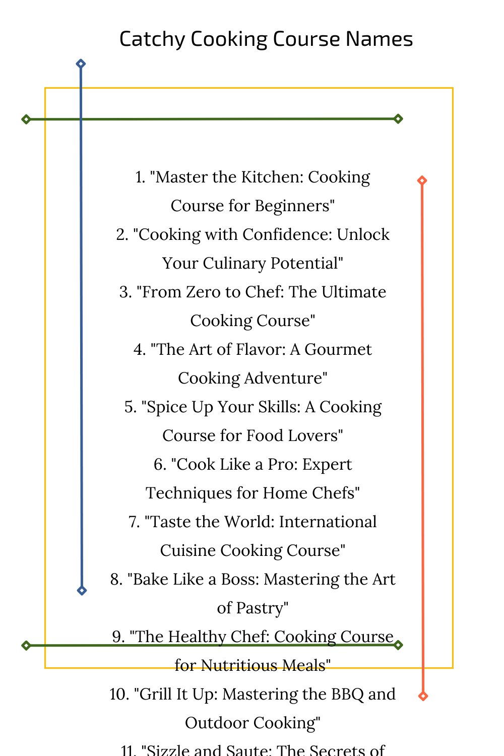 Catchy Cooking Course Names