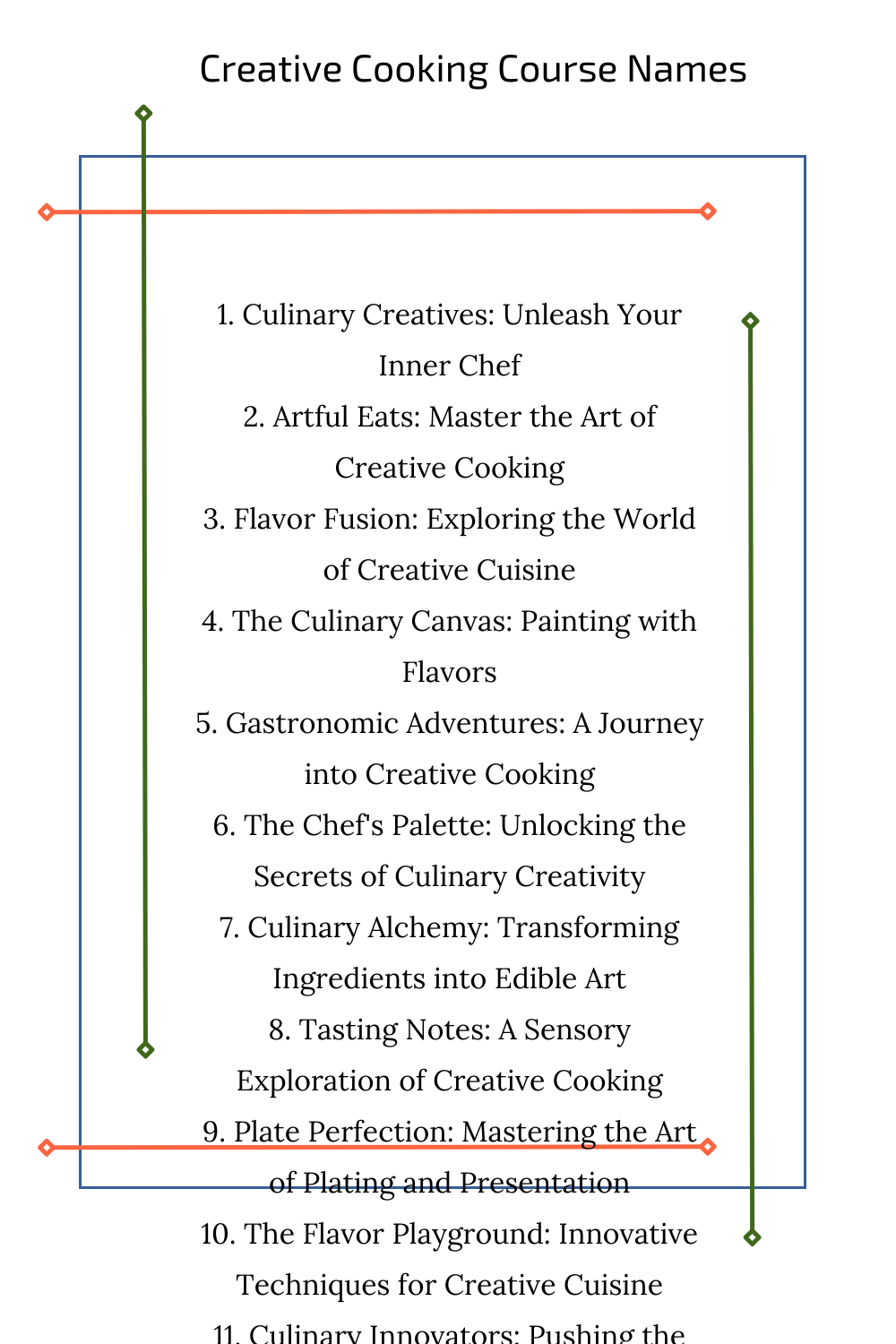 Creative Cooking Course Names